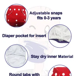Babymoon Set Of 2 Washable Adjustable Reusable Cloth Diaper With Insert image 2