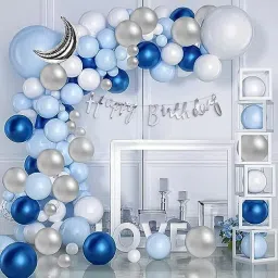 Silver Happy Birthday Decoration kit items Combo 65 Pcs for Birthday combo pack-image-20