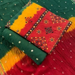 Unstitched Cotton Blend Salwar Suit Material Embroidered-image-1