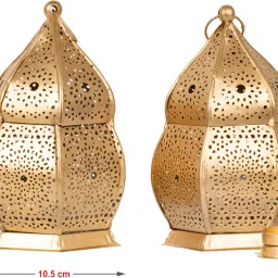 sunrise corp Morrocan Matki Lantern,Etching Design,Decorative Lantern Gold Metal Hanging Lantern image 4