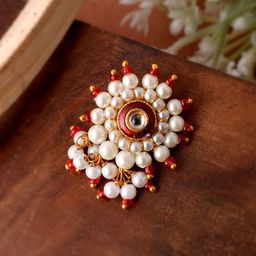 Silvermerc Designs Gold-Plated & Pearl Embedded Nose Stud-image-98