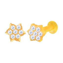 BHIMA 22K BIS Hallmark (916) Yellow Gold Designer Star Stone Nose Pin-image-2