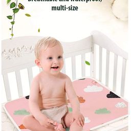 SYGA Infants Pink Clouds Printed 3 Layer Medium Bed Dry Sheet-image-18