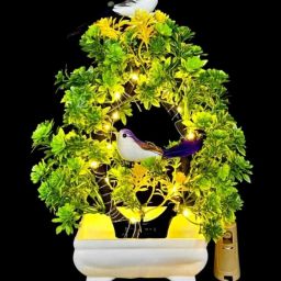 Artificial Plant with Sparrow for Living Room Decor with LED Light Bonsai Wild Artificial Plant with Pot-image-52