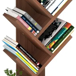 bvm Caliper Engineered Wood 5-Tier Floor Standing Tree Bookcase Solid Wood Open Book Shelf image 5