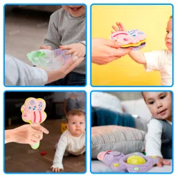 fiddlerz Rattles and Teether for Babies Lovely Attractive Non Toxic Rattles (Set of 6) Rattle image 3