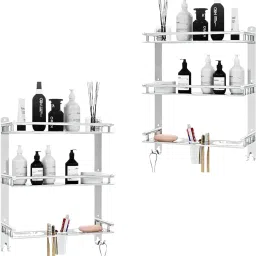 Multipurpose 3 Layer Bathroom Organizer with Soap Dish & Tumbler Stand 15 inch 1 Bar Towel Rod-13