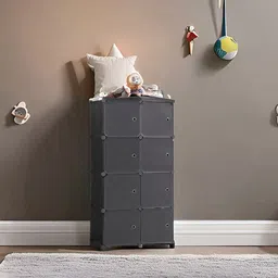 krishyam ® 8 Door Plastic Sheet Wardrobe Storage Rack Closest Organizer for Clothes Kids PP Collapsible Wardrobe-picture-46
