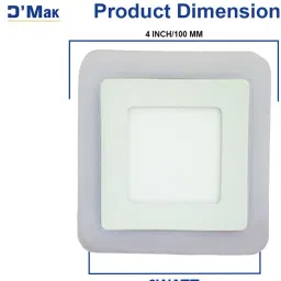 d'mak 6 Watt White+Pink Square Surface Led Panel Light (Pack Of 05) Ceiling Light Ceiling Lamp image 4