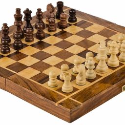 Professional Travel-Friendly Natural Wood Folding Chess Set with 32 Pieces Strategy & War Board Game-49