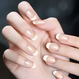 LICK 24 Pcs French Stick On False Nails with Application Kit - Nude-12