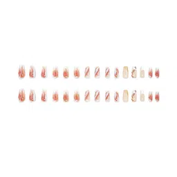 LICK Set Of 30 Glossy Flower Print Press On Artificial Nails - Nude image 2