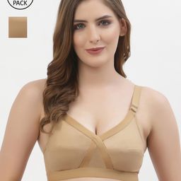 Floret Women Nude-Coloured t-shirt non padded Pack of 2 Bra-23