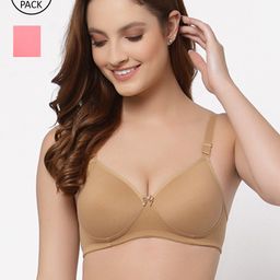 Floret Nude-Coloured & Rose Bra Lightly Padded-picture-23