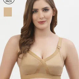 Floret Pack of 2 Nude Colored Non Wired Full Coverage Cotton Everyday Bra-29