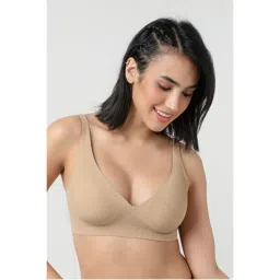 bodyline Nude Seamless Soft Padded Cups Medium Coverage Plunge Bra-picture-8