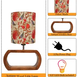 Homesake Beige & Red Printed Table Lamp image 2
