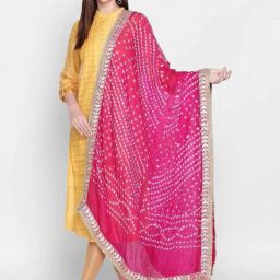 Art Silk Printed Pink, Gold Women Dupatta-image-73