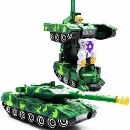 Attractive Deformation Combat Tank Transform Robot Toy with Light & Music Automatic Transforming Robot Tank Toy for Kids with Bump Function (Multicolor)-16