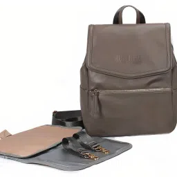 Chic Luxe Vegan Leather Diaper Bag/Backpack (Taupe Grey) Diaper Backpack-14