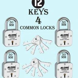 Atoot 50mm Padlock for Home Door Lock ,12 Same Keys 4 Locks (pack 4) Padlock-19