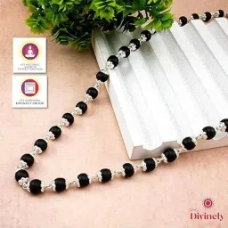 SARVAKSH Silver Coated Karungali Malai for Men and Women | | 54+1 Beads Silver Plated Silver Chain-image-6