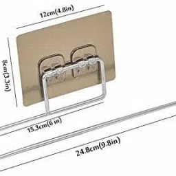 kayru by na Self Adhesive Wall Mount Towel Holder/Towel Stand/Multi-Function Towel Rack SILVER Towel Holder image 4