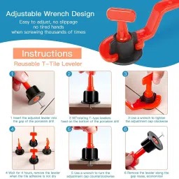 godavari Tile Leveling System 50 PC Kit With Special Wrench 1 PC & 2 MM Spacer 100 pc Tile Leveling System 50 PC Kit With Special Wrench 1 PC & 2 MM Spacer 100 pc Non-magnetic Post Level image 3