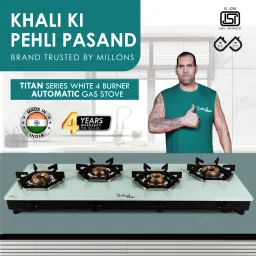Titan Series HexFire White Auto 4 Burner Gas Stove Glass Automatic Gas Stove-image-53