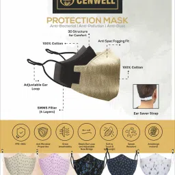 cenwell Pure Cotton Fabric Mask with NosePin , Adjustable loops , 6 layer for Men Women Designer Printed Face Mask Reusable, Washable Cloth Mask With Melt Blown Fabric Layer image 3