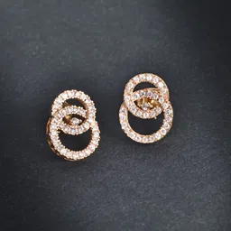 MINUTIAE Rose Gold Circular Inter Linking Crystal Studs-26