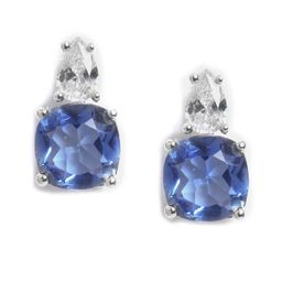 MINUTIAE Silver-Toned & Blue Crystal Studded Contemporary Studs Earrings-12