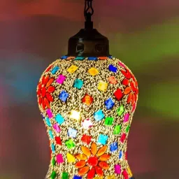 Handcrafted mosaic decorated glass hanging light Pendants Ceiling Lamp Chandelier Ceiling Lamp-image-51