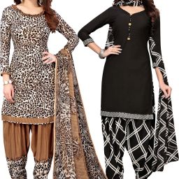 Unstitched Crepe Kurta & Patiyala Material Printed-image-44