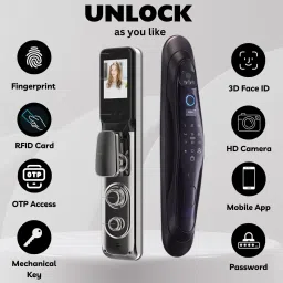 GOLENS X19 Smart Lock 8 Ways Unlocking |3D Face ID| Fingerprint | Mobile App | RFID Card | PIN | OTP |Key Smart Door Lock image 2