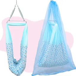 little chime New born baby Ventilated cradle cloth with triangle spring set and Mosquito Net image 2