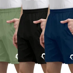 Pack of 3 Solid Men Multicolor Sports Shorts, Basic Shorts, Regular Shorts-image-2