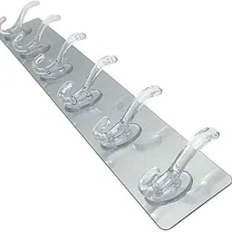 Self Adhesive No Drilling Wall Mounted Sticky Hooks with 5 Hooks for Kitchen Plastic Shirt Hanger ForShirt-13