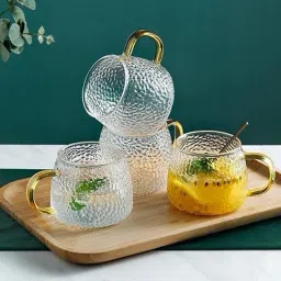 Tea and Coffee Cup Glass Mug, Used for Tea, Coffee(410ml, Set of 2) Glass Water/Juice Glass-picture-14