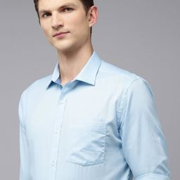 Park Avenue Pure Cotton Self Design Textured Slim Fit Opaque Formal Shirt-picture-3