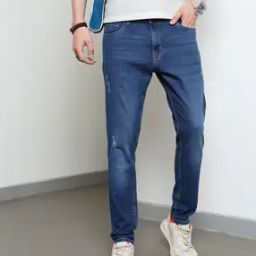 Shein Full Length Light Distress Slim Jeans-image-61