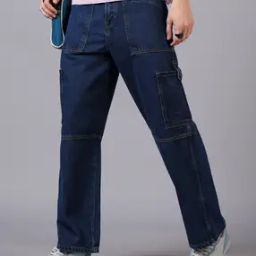 Shein Street Contrast Stitch Relaxed Carpenter Cargo Jeans-image-94