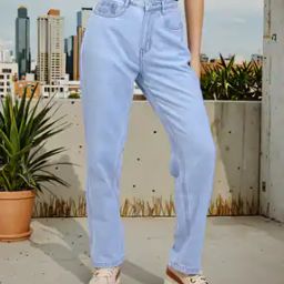 Shein Full Length High Rise Fixed Waist Light Wash Jeans-picture-1