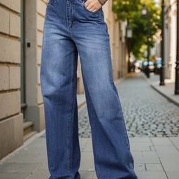 Shein Full Length High Rise Straight Fit Jeans With Pockets-image-69