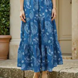 Shein Elasticated Waist Paisley Print Tiered Maxi Skirt-image-89