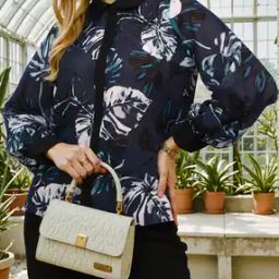 Shein Spread Collar Cuffed Sleeve Floral Print Relaxed Fit Shirt-picture-43