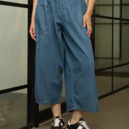 Shein Elasticated Waist High Rise Culottes Jeans-image-104