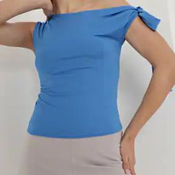 Shein Cute Short Length One Shoulder Tie-up Sleeve Fitted Top-image-19