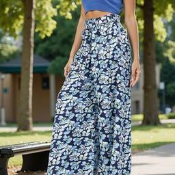 Shein Full Length High Rise Floral Print Flared Palazzo-image-20