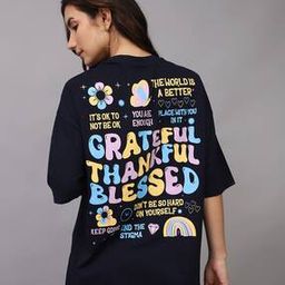 Shein Drop Shoulder Typographic Back Print Oversized Fit Tshirt-image-3
